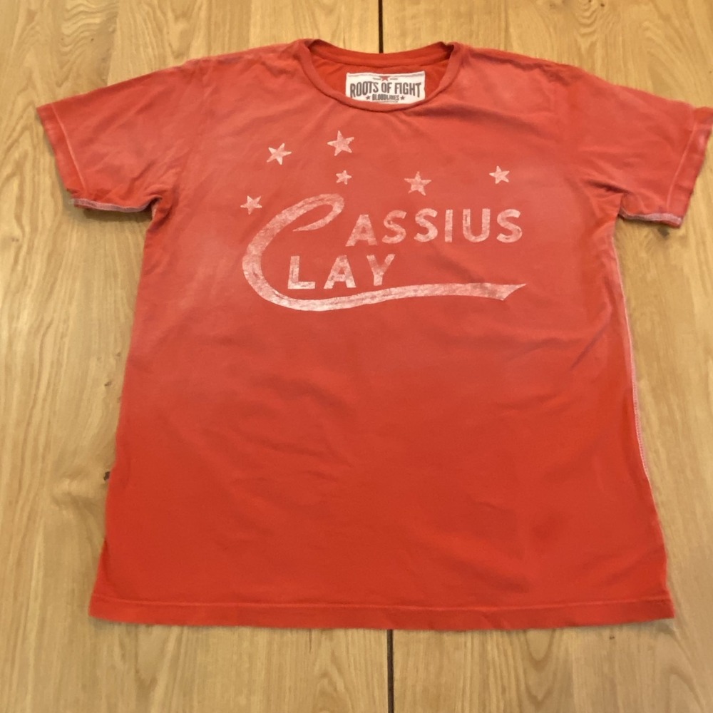 Roots of Fight Bloodlines Cassius Clay T-Shirt Mens M Red USA Boxing 1960 Rare